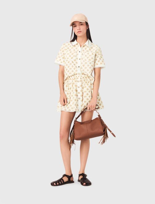 Woman's lyocell Patterned shirt with croquet trim for Spring/Summer