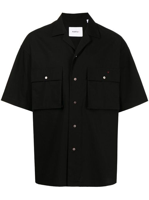 Slogan-print short-sleeve shirt - Black