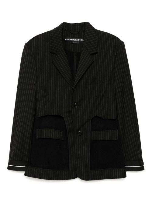 Andersson Bell inside out stripe sheer jacket - Black