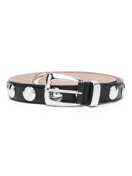 Studded leather belt - Black