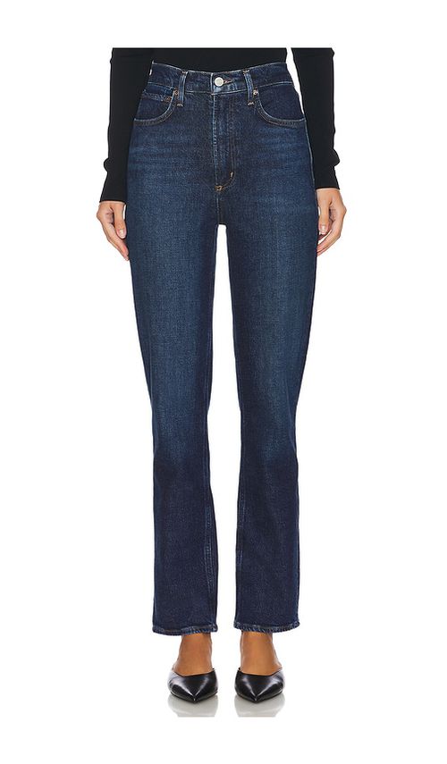 AGOLDE High Rise Stovepipe Jeans in Denim-Dark. Größe 33. Also in 23, 24, 25, 26, 27, 28, 29