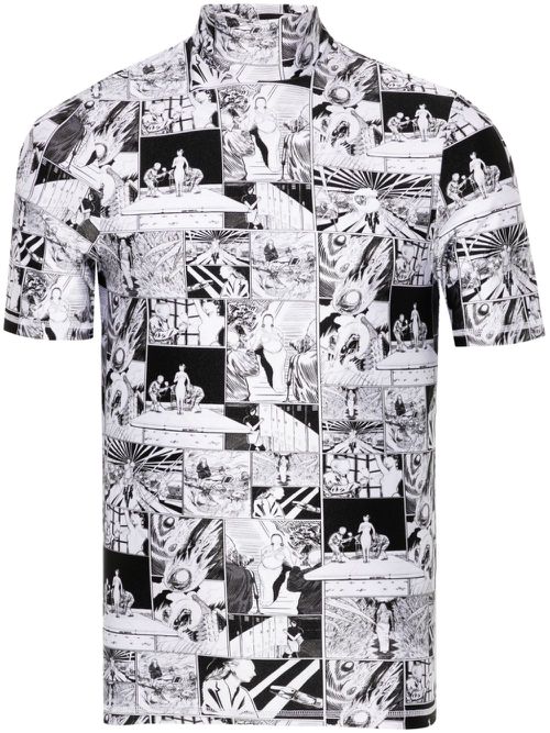 Funnel-neck cartoon-print T-shirt - White