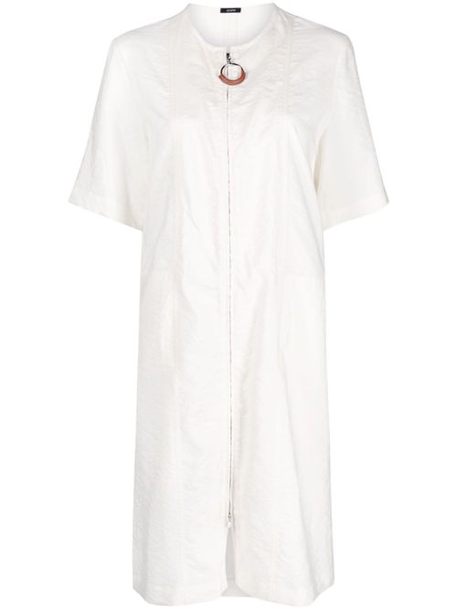 Short-sleeve zip-fastening dress - Neutrals
