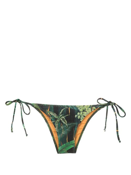 Thai leaf-print bikini bottoms - Green