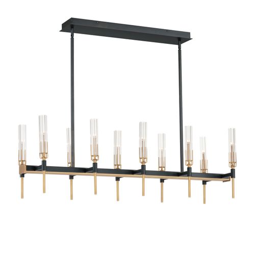 Black Antique Brass LED Linear Chandelier from the Flambeau Collection