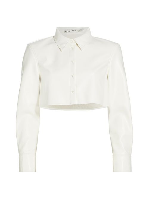 Women's Leon Vegan Leather Crop Shirt - Off White