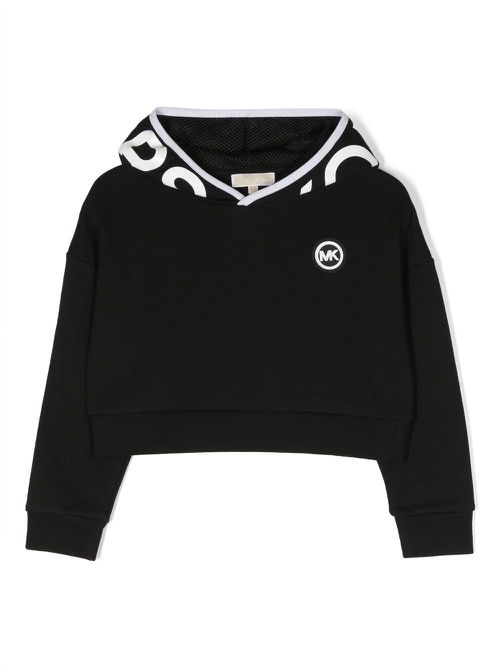 Logo-patch cotton hoodie - Black