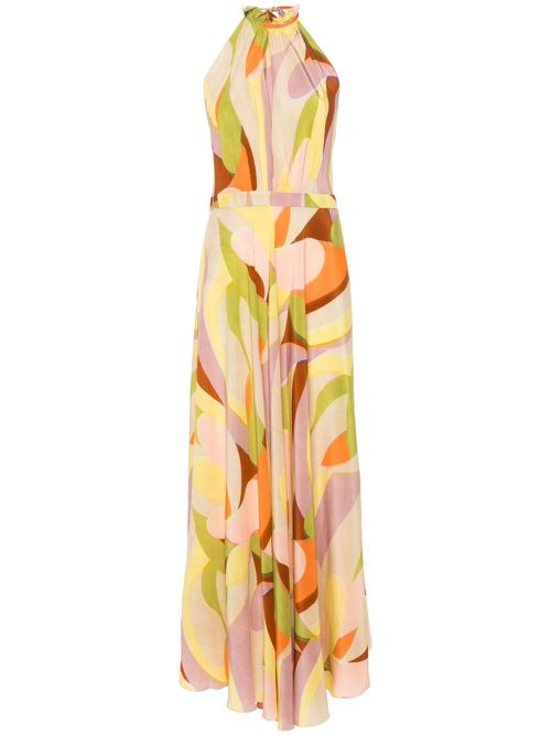 Giovanna geometric-print dress - Neutrals