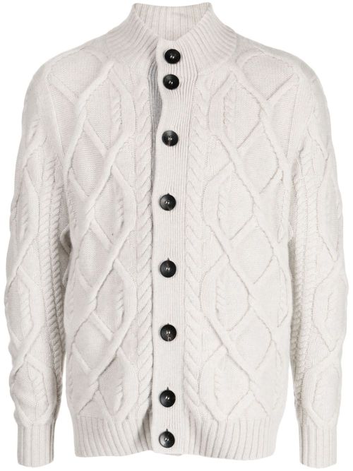 Cable-knit cashmere cardigan - Neutrals