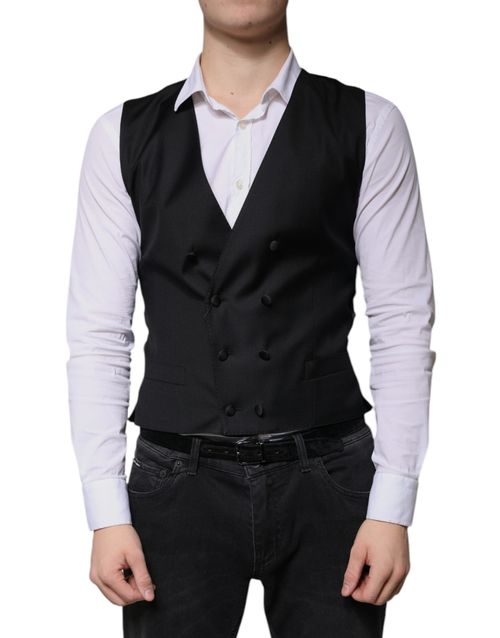 Virgin Wool Formal Vest — Black