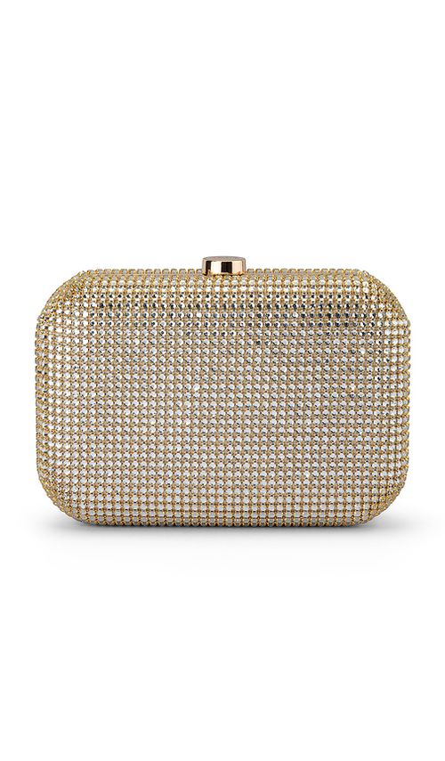 Olga berg Rae Crystal Clutch in Metallic Gold