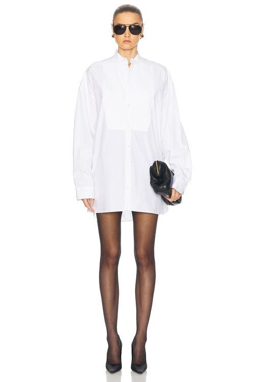 WARDROBE.NYC Tuxedo Mini Shirt Dress in White - White.  XXS also in M