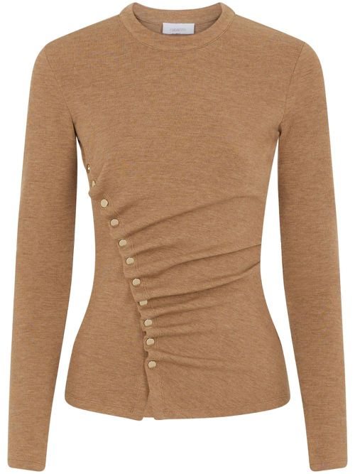 Temporary draped-detail knitted top - Neutrals