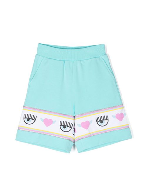 Logo-print detail shorts - Blue