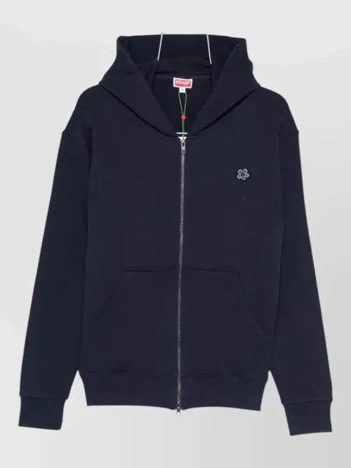 Kenzo - hooded crewneck silk blend knit sweater