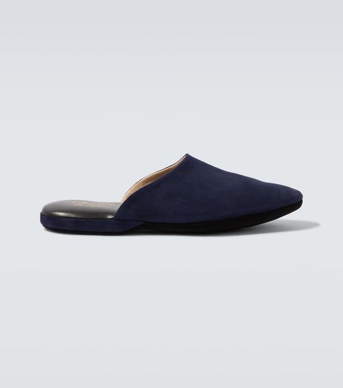 Leather-lined suede slippers
