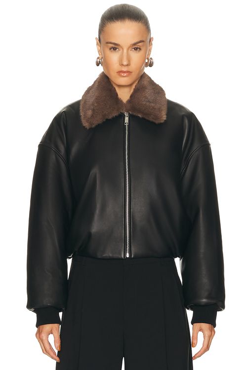 EAVES Norna Leather Bomber Jacket in Black - Black. XS also in L, M, S