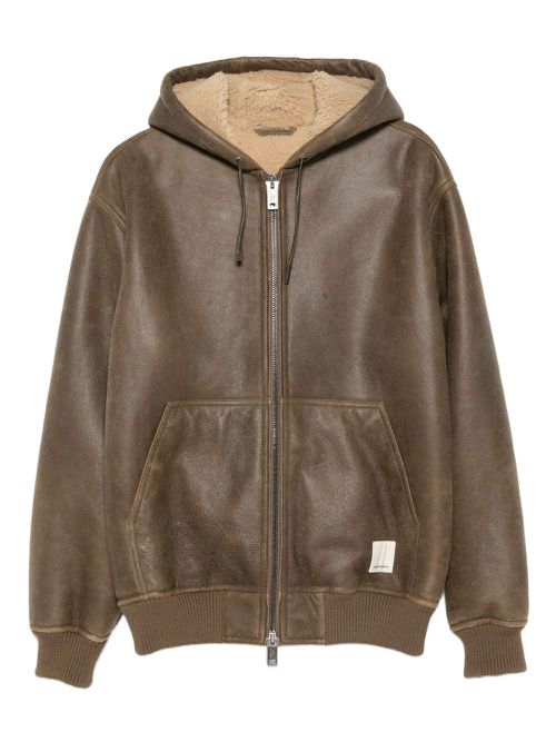 Hooded shearling jacket - Brown