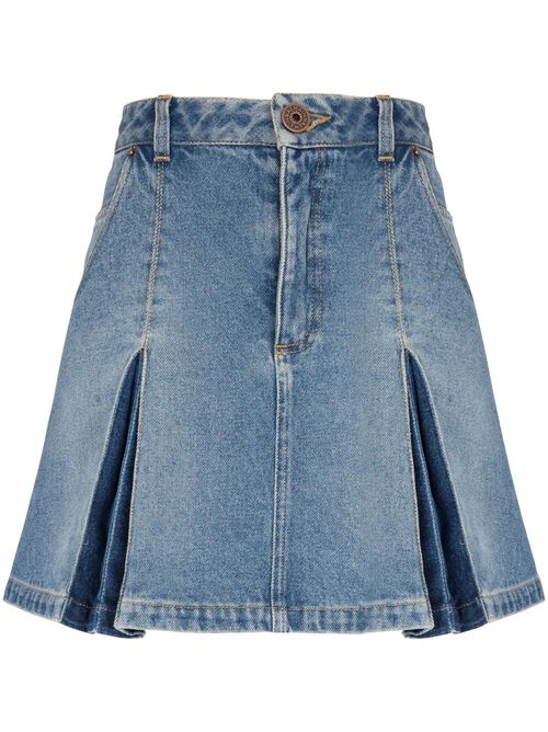 Pleated denim skirt - 6FF