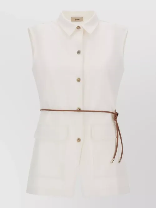 Herno - jersey vest dense rome fabric belt