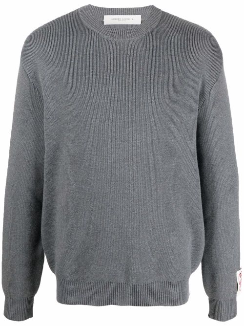 Men's Round-neck Sweater in Cotton with Logo on the Back