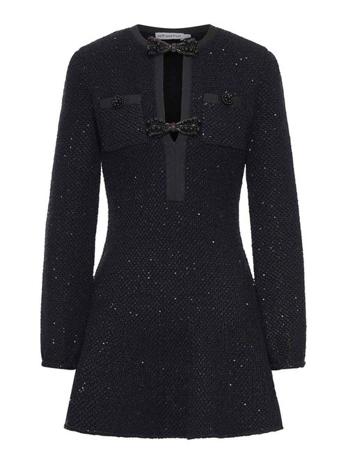 Mini Dress In Knit With Black Sequins