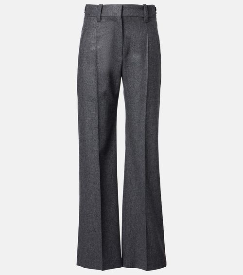 Pleated virgin wool straight pants