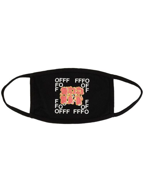 Logo-print cotton face mask - Black