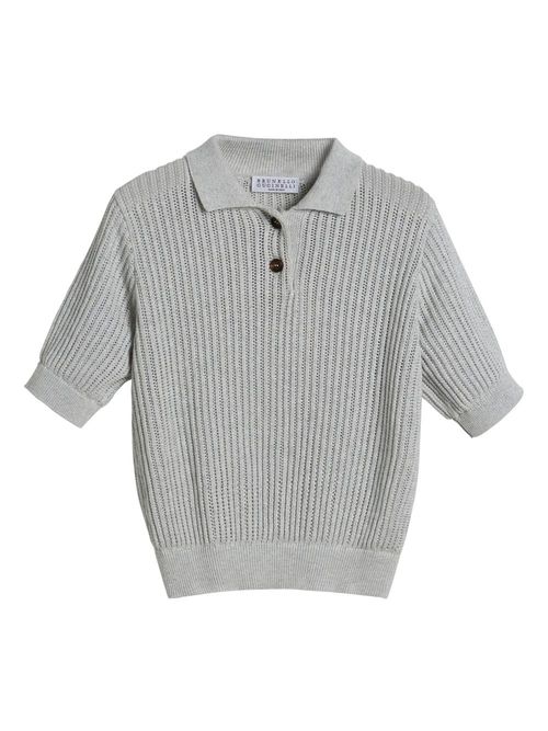 Sparkling knitted polo shirt - Grey