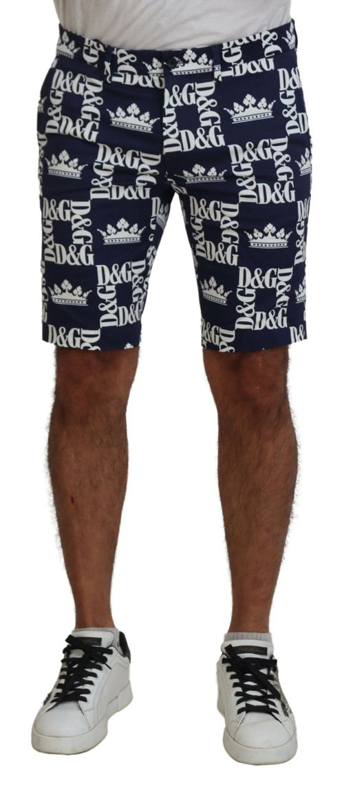 Logo-Print Cotton Chinos Shorts — Navy