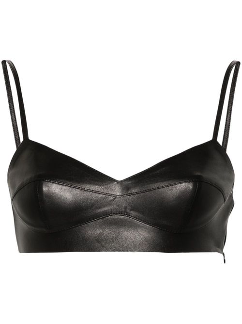 Leather crop top - Black