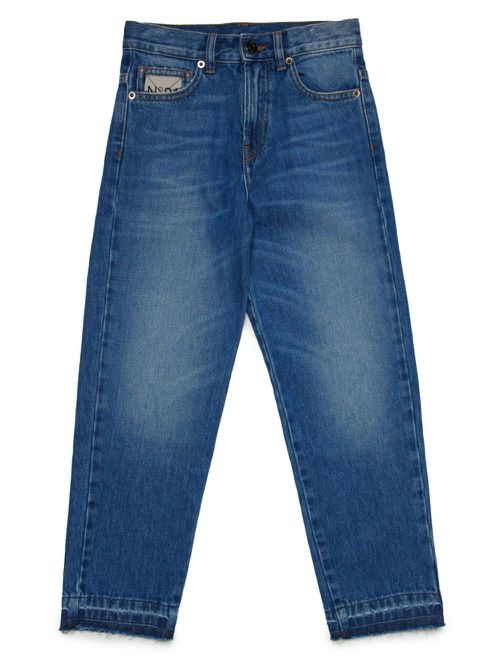 Distressed-effect straight-leg jeans - Blue