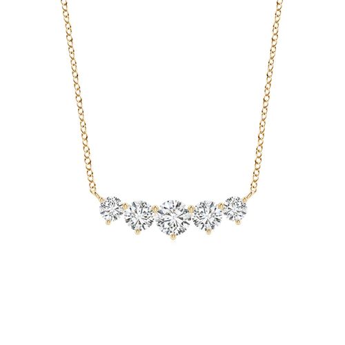 Angara 0.5 Carat Graduated Five Stone Round Diamond Necklace in 18K Yellow Gold