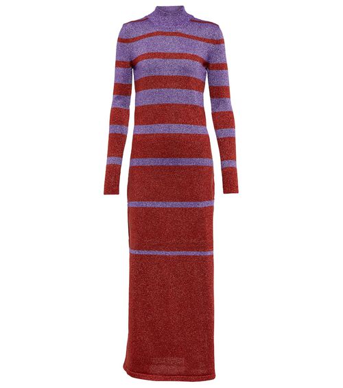 Rabanne Striped metallic knit maxi dress