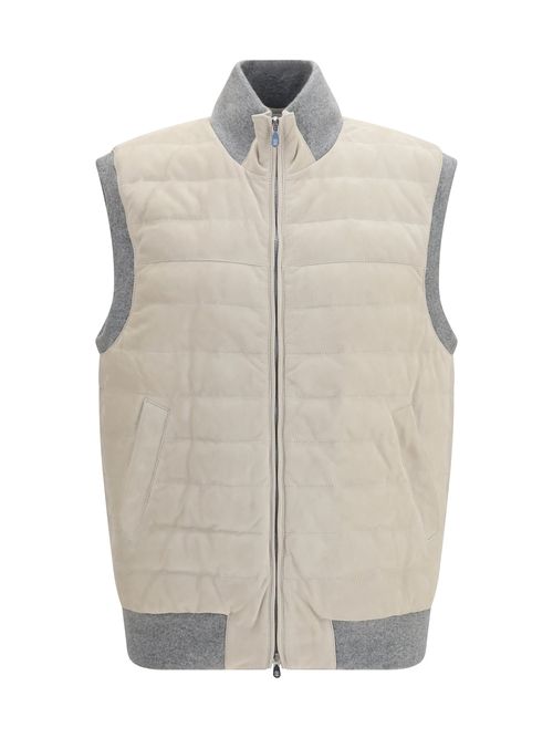 Padded Quilted Vest — White