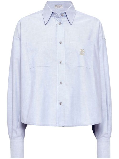Logo-embroidered shirt - Blue