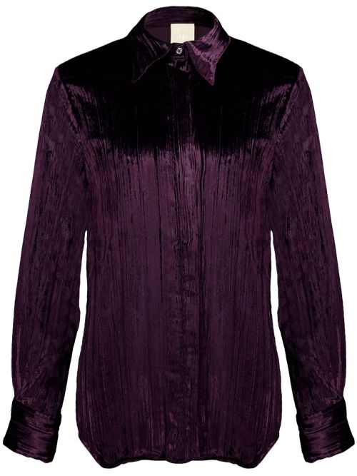 Plissé velvet shirt - Purple