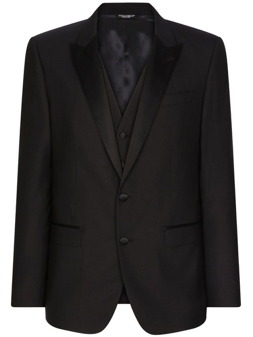 Martini-fit wool-silk three-piece tuxedo suit - Blue