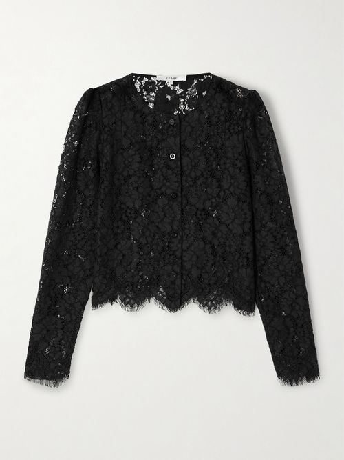 Organic Cotton-blend Lace Blouse - Black