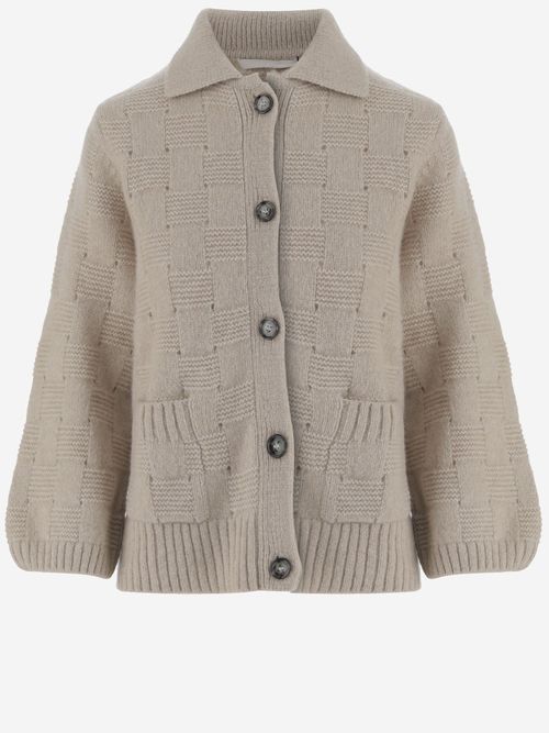 Cashmere and Silk Cardigan — Beige