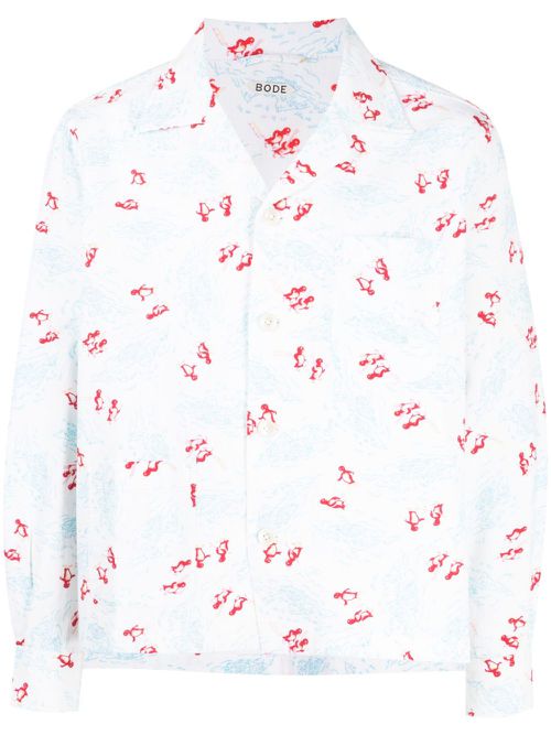 Graphic-print cotton shirt - White