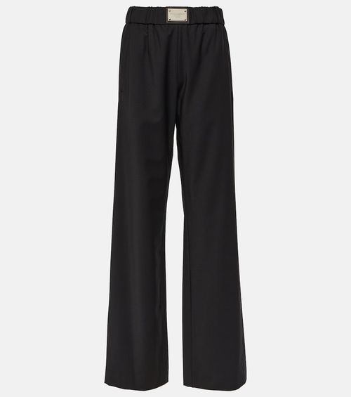 Wool-blend wide-leg pants