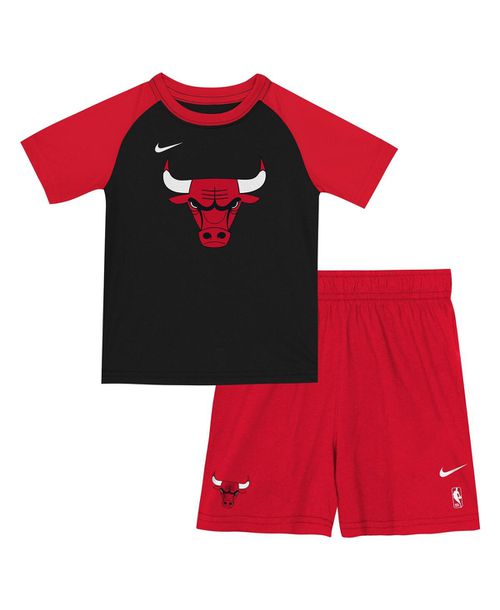 Big Boys and Girls 2-Piece Red/Black Chicago Bulls Practice T-Shirt and Shorts Set - Red, Black