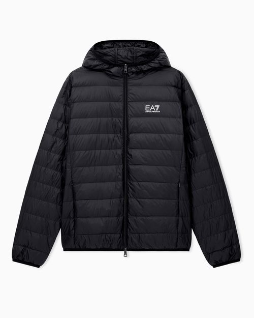 Insulated down jacket with fixed hood Core Identity