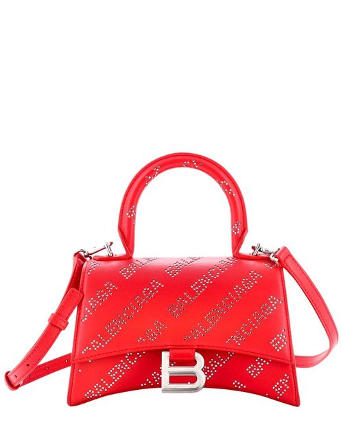 Red All Over Logo Crystals Leather Hourglass Top Handle, Never  Carried (Authentic Pre-Loved)