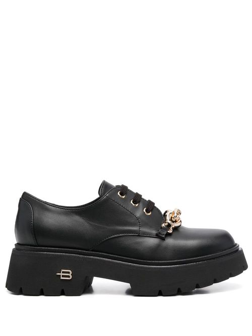 Logo-plaque lace-up chunky shoes - Black