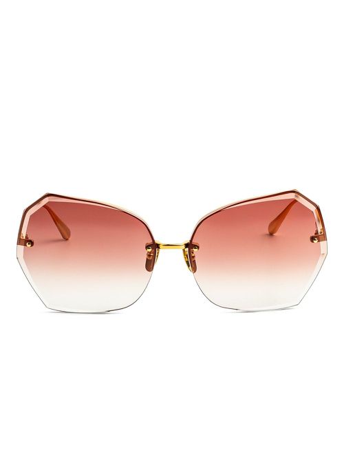 Linda Farrow geometric-frame sunglasses - Gold