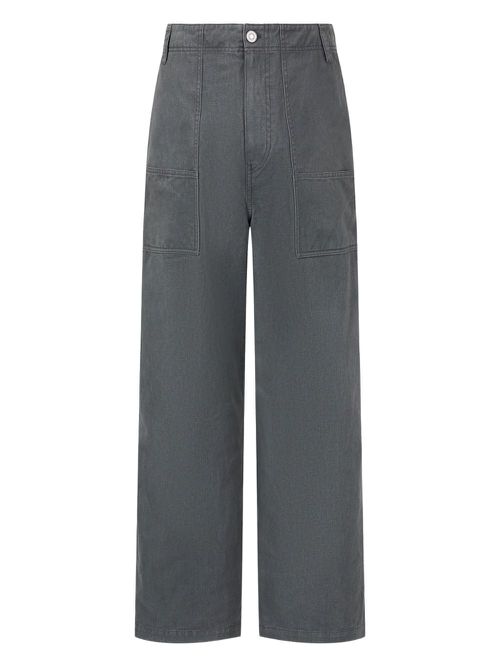Utility-pocket wide-leg trousers - Grey
