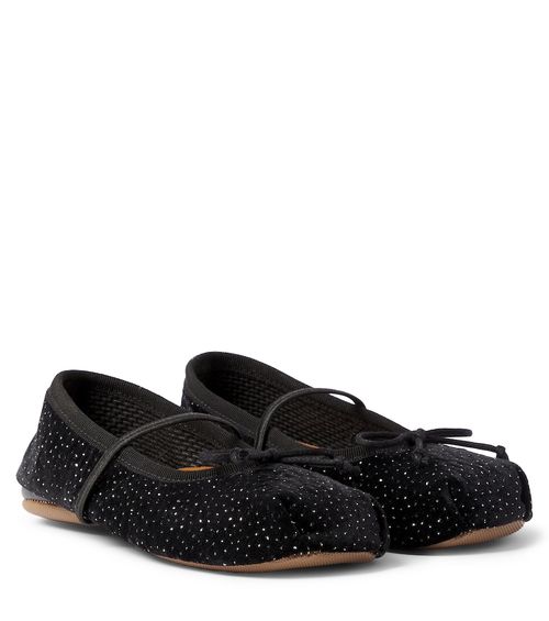 PèPè Embellished velvet ballet flats