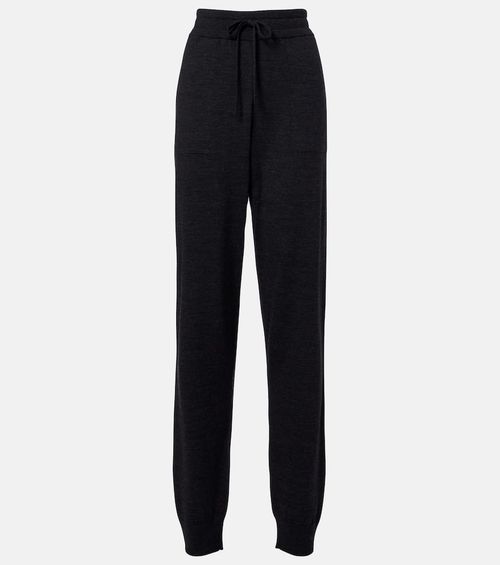 Knitted virgin wool straight-leg pants